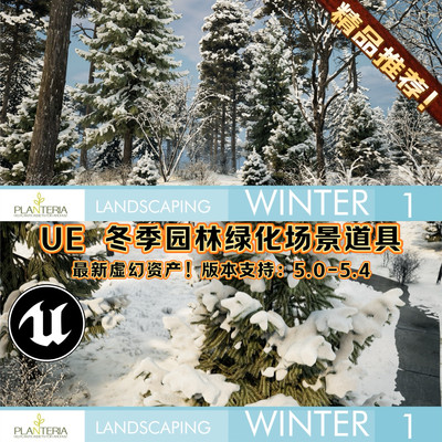 UE5虚幻5 Landscaping Winter 1 冬季园林场景绿植树木地编道具包