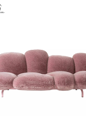 意式轻奢设计师现代可爱毛绒绒Edra网红样板房单多人布艺粉扑沙发