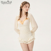 防晒温泉泳装 花房姑娘2026新款 少女感甜美连体泳衣女绝美度假长袖