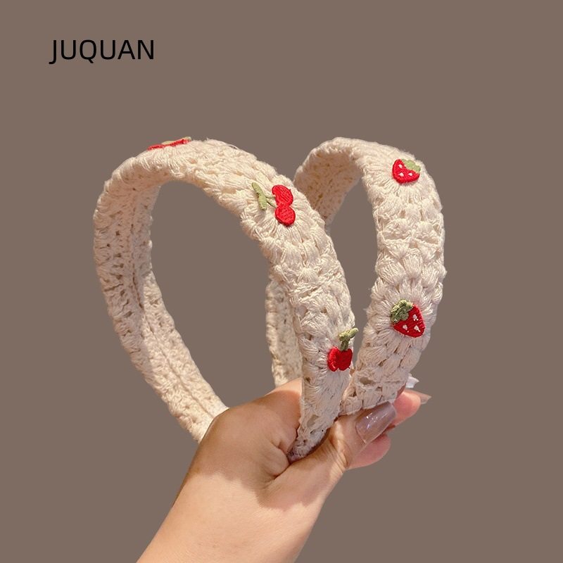 森系樱桃宽边毛线针织发箍