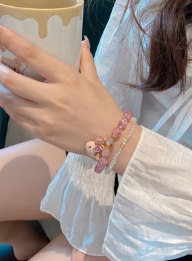 2025新款粉水晶花简约手链