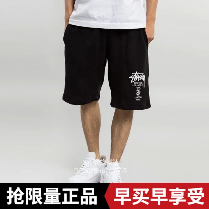 Stussy World Tour Shorts经典世界巡游纯棉短裤男黑色透气五分裤在类目 男装, 休闲裤中 - 来自Buy2taobao.com提供专业的淘宝代购服务
