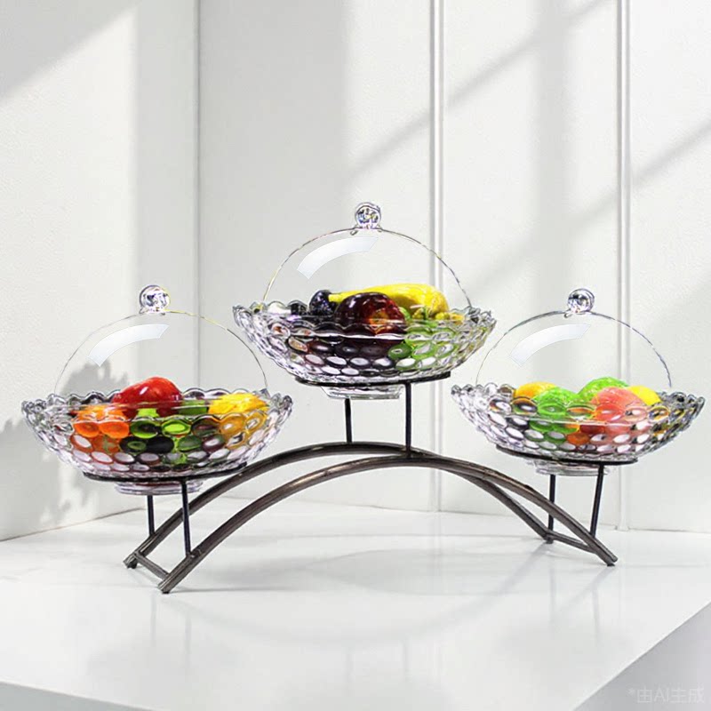 餐厅器皿玻璃凉菜带盖多层展示盘图片