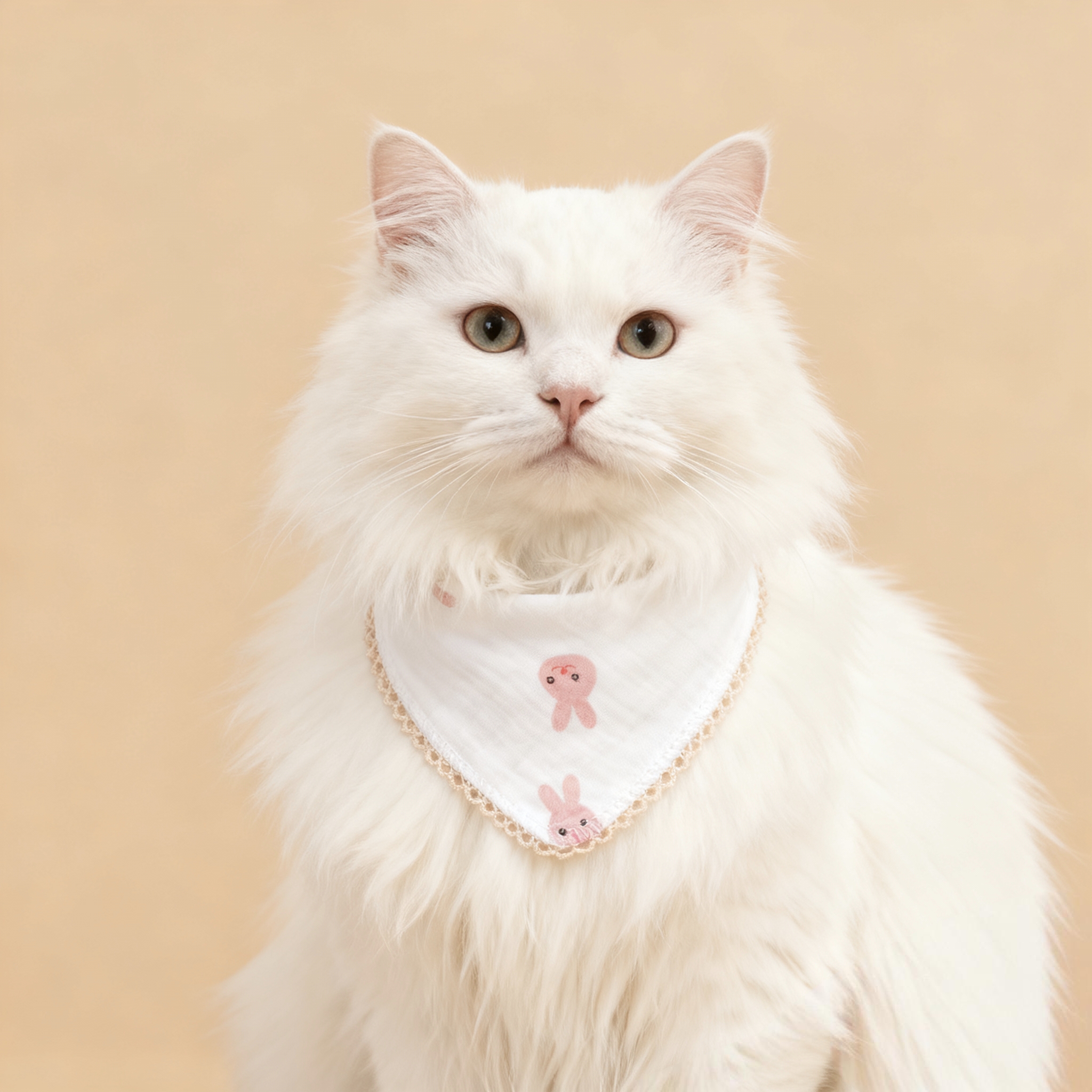 纯棉猫咪狗狗小型犬幼犬可爱防脏韩系口水巾印花围嘴花边方巾围兜