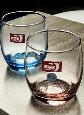 2025新款青苹果玻璃杯彩色水杯蓝色茶杯粉色酒杯啤酒杯子轻奢高档