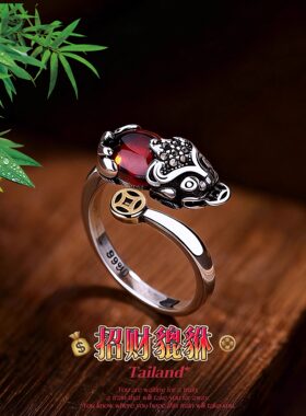 925银铜钱貔貅戒指女招财运聚财