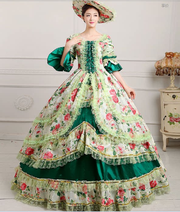 上海出租欧洲宫廷舞蹈服贵妇贵族公主演出服英国女皇灰姑娘cos服