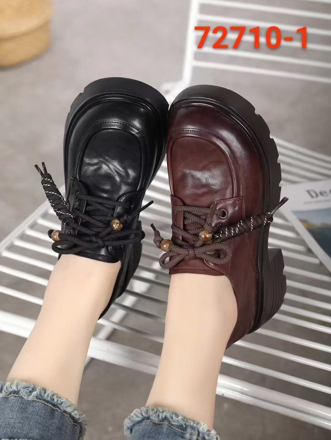 柏育兰大码女鞋2025秋真皮厚底乐福鞋英伦风小皮鞋舒适不累脚单鞋