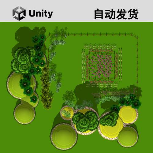 Cartoon Forest Pack卡通植物树林花草场景石头Unity3D模型场景