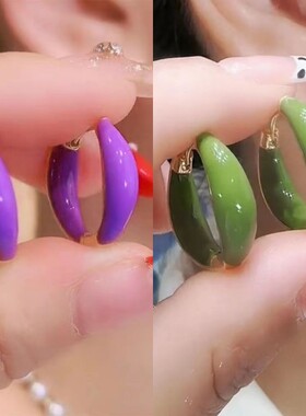 气质高级感紫色滴油耳扣耳圈