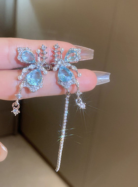 微镶锆石不对称蝴蝶耳挂无耳洞