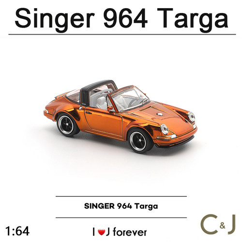 1:64 拓意POPRACE S6-06 Singer964Targa合金收藏仿真汽车模型