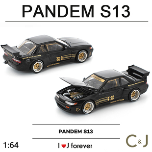 拓意POPRACE 1/64尼桑Pandem S13 S43-03汽车Nissan模型合金摆件