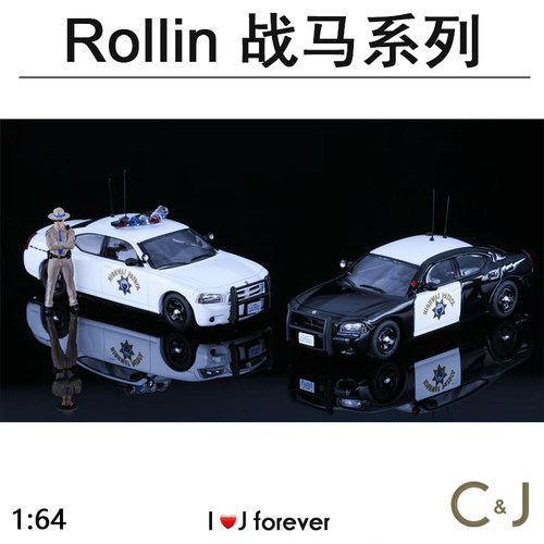 1/64rollin黑白CHP战马北极熊战马合金汽车模型