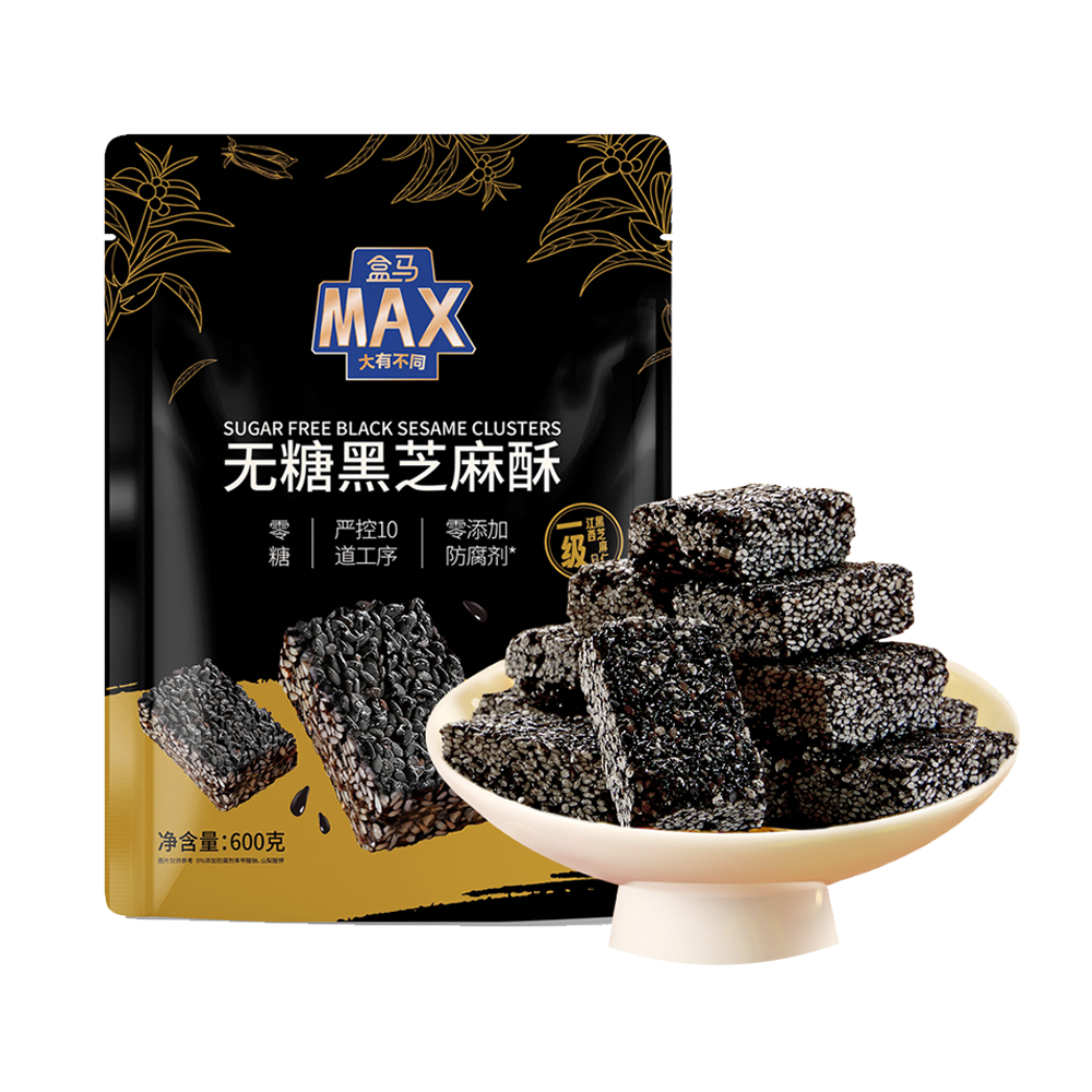 盒马会员店代购 盒马MAX 无糖黑芝麻酥 600g