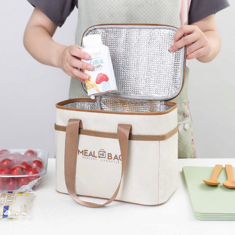 日本进口饭盒保温袋手提袋子便当加厚铝箔上班族小学生带饭饭包餐