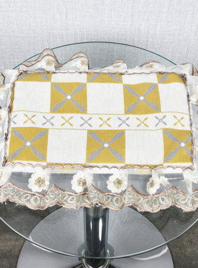 多用蕾丝盖巾新款机顶盒路由器定制小家电家居茶具防尘紫色盖布