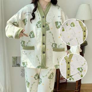 空气棉孕妇超大码 外出11月份 哺乳睡衣秋冬产妇待产月子服喂奶套装