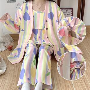 春秋特大码 外出 孕妇哺乳睡衣产妇月子服7月份6莫代尔喂奶三件套装