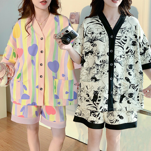 超大码学生短袖家居服套装女夏季
