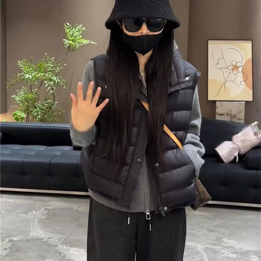 简约立领宽松休闲白鸭绒马甲背心