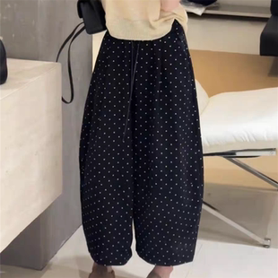 欧货爱心松紧高腰薄九分裤女夏季新款宽松百搭休闲气球阔腿裤子潮