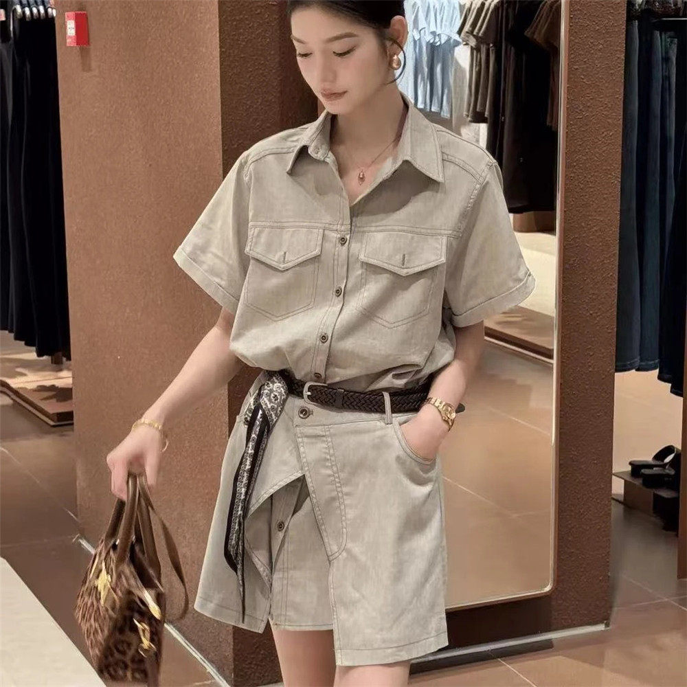 中长款衬衫连衣裙女半身裙套装潮图片