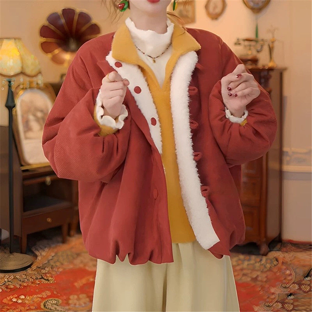 复古港风灯芯绒两面穿外套女冬季新款宽松休闲保暖加绒加厚上衣潮,女装/女士精品,短外套,淘宝优惠券,粉丝福利购,淘宝优惠卷