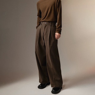 西裤 裤 男美式 商务休闲通勤西服西装 潮 复古宽松直筒长裤 老钱风工装