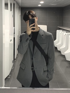 外套商务正装 意式 长袖 男高级感修身 休闲小西服潮 那不勒斯垫肩西装