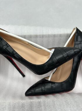 新款黑色编织纹12cm高跟鞋女细跟尖头凉鞋女外穿性感气质单鞋10cm