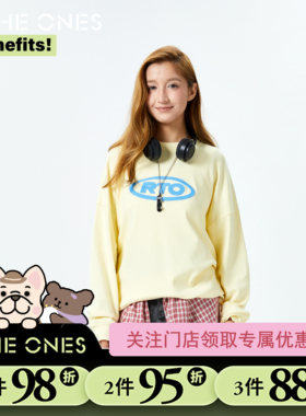 RTHEONES重工刺绣美式复古字母圆领卫衣女宽松休闲百搭长袖上衣