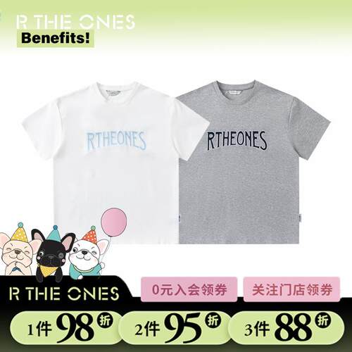 RTHEONES线绣字母T恤夏季2025女短袖百搭潮流短上衣