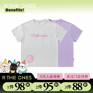 RTHEONES牙刷绣重叠字母T恤2025春夏新款宽松休闲上衣男女款百搭