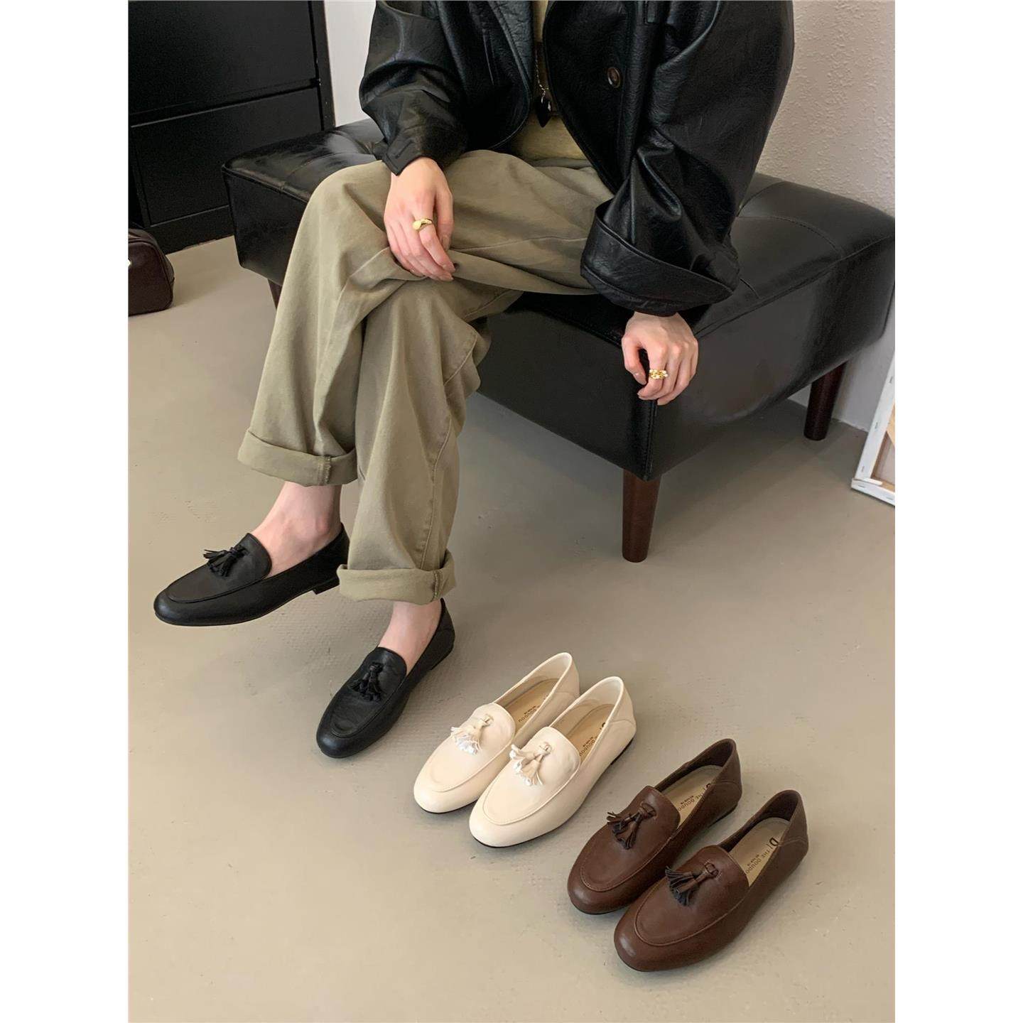 韩版软底复古棕色小皮鞋女英伦风春秋休闲乐福鞋软平底一脚蹬单鞋,女鞋,乐福鞋（豆豆鞋）,淘宝优惠券,粉丝福利购,淘宝优惠卷