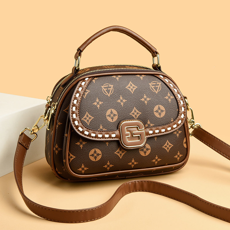 真皮印花小方包2026新款时尚洋气女士单肩手提包高级感百搭斜挎包