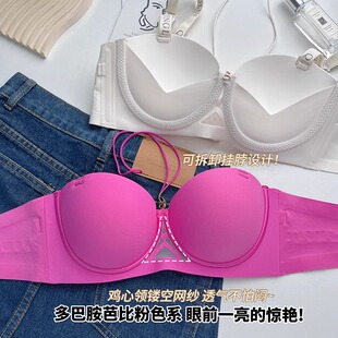 挂脖无肩带内衣女防滑聚拢小胸显大中厚2024新款 防下垂文胸罩 爆款
