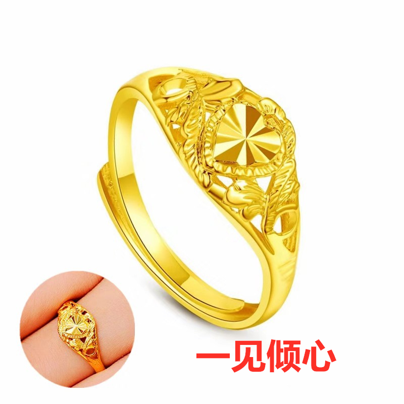 新款正品24k黄金戒指女细款时尚个性简约活开口9999足金纯金指环
