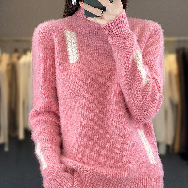 羊毛针织衫秋冬新款女装韩版宽松高领套头显瘦百搭时尚厚打底毛衣