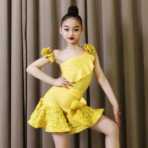 2025新款拉丁舞演出服女童夏季高级感练功服少儿专业表演训练套装
