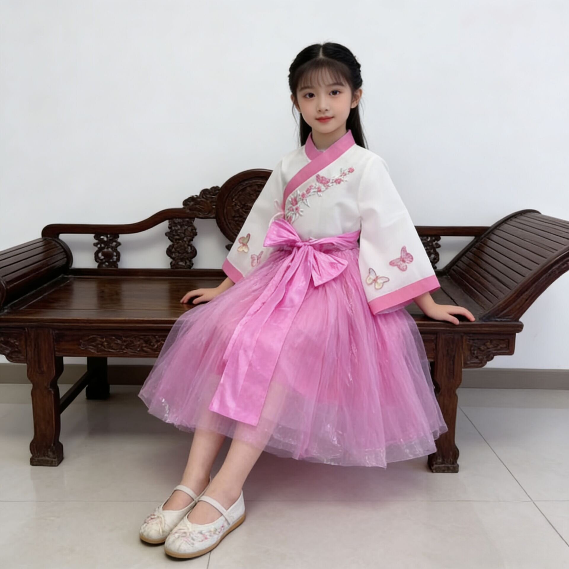 环保服装儿童手工diy塑料袋制作古装汉服时装秀女孩环保走秀衣服