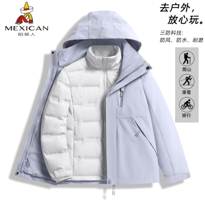 稻草人冲锋衣男款三合一户外外套