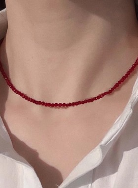 气质红色项链高级感百搭锁骨链