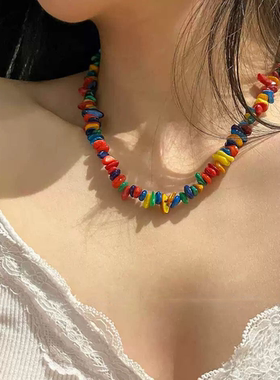 新款海边渡假风甜酷辣妹彩色项链