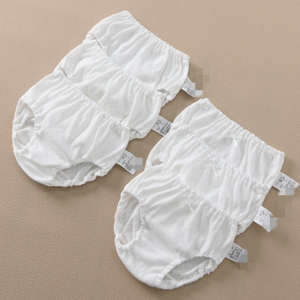 3条装 新款儿童白色纯棉三角裤网眼透气男女童裤头宝宝面包短裤