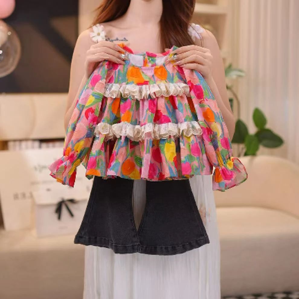 2025春秋款长袖上衣郁金香甜美