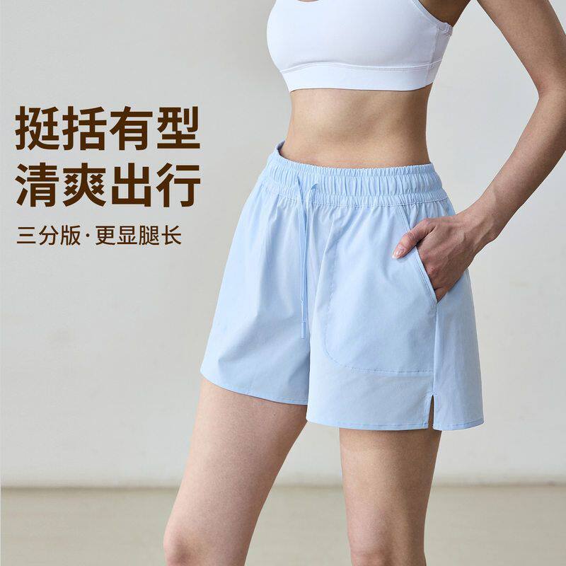外贸出口欧美透气休闲运动短裤速干三分裤宽松大口袋跑步健身裤