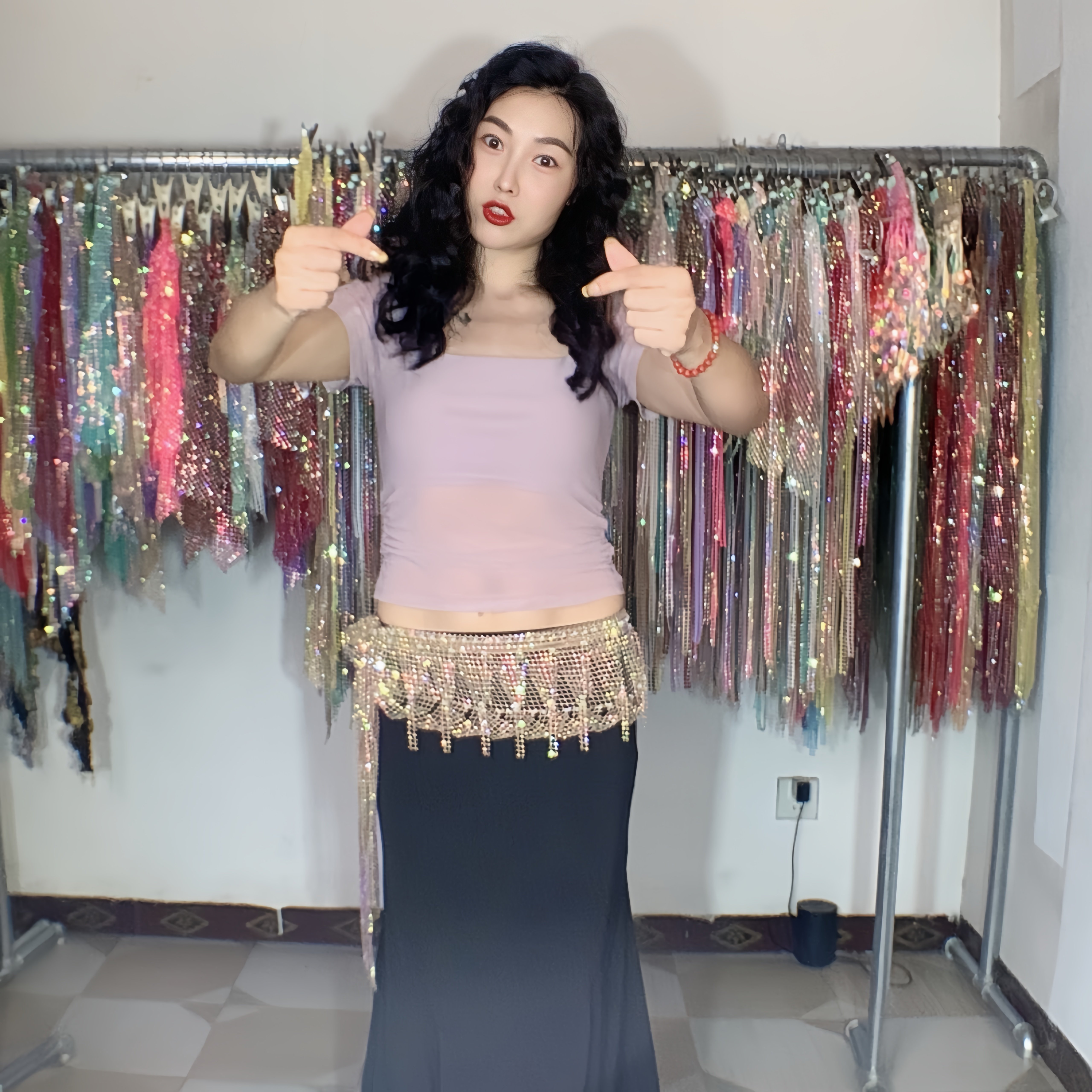 小妍家新款肚皮舞腰链【倾城之蝶 】专业表演腰链 显胯埃及臀巾