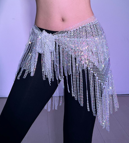 小妍家肚皮舞新款腰链双层云朵款纯手工满钻高品质演出服高亮屁帘