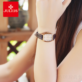 聚利时情侣手表韩版 长方形复古表真皮带非机械女士防水石英表 正品